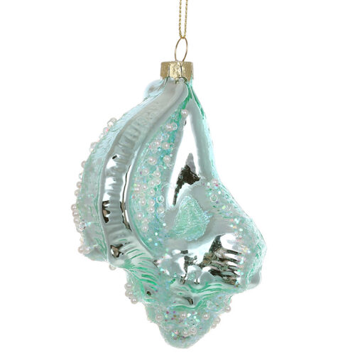 Ялинкова прикраса "Мушля з перлинами" 12 см (скло)