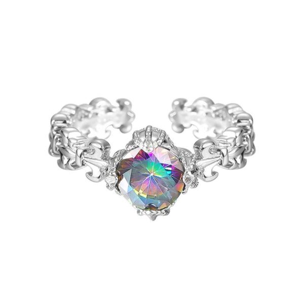 Каблучка жіноча геометрична абстрактна з камінцем срібна (10605)