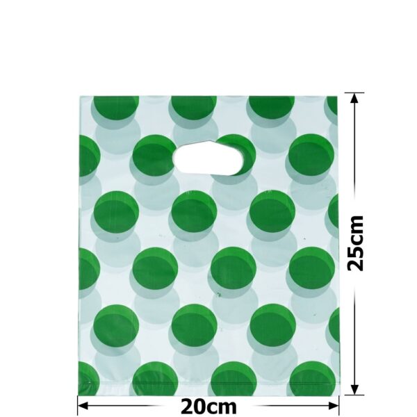 Пакет подарунковий ПВХ (20*25) зелений в горошок