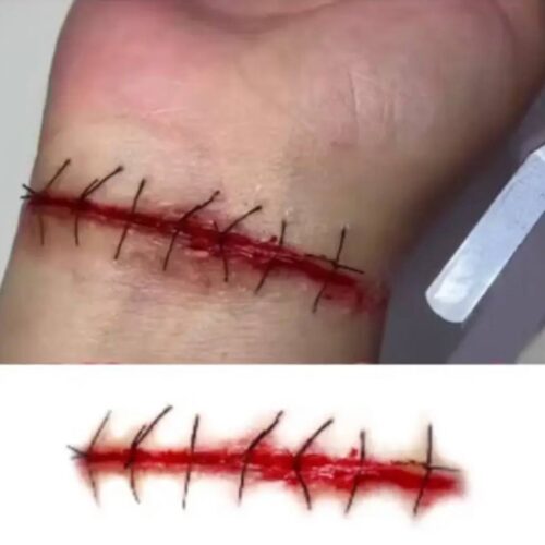 Тимчасове тату на Хелловін "Рана зі швами"