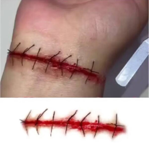 Тимчасове тату на Хелловін "Рана зі швами"