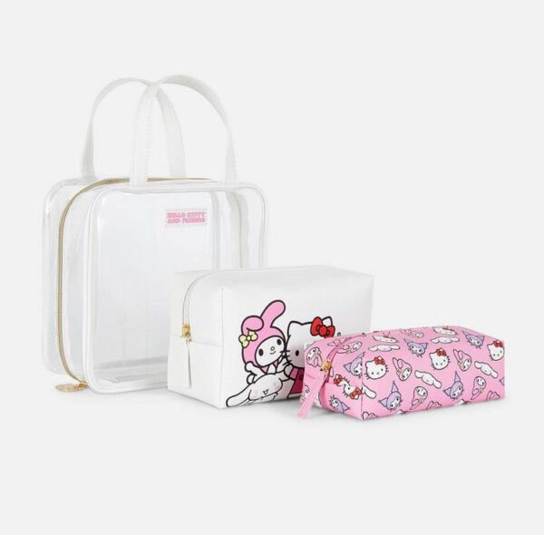 Набір косметичок Primark "Hello Kitty" прозора/рожева/біла 3 в 1