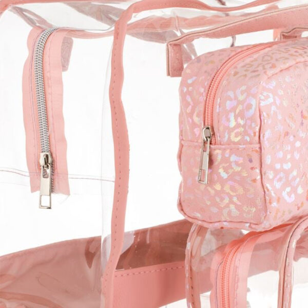 Набір косметичок Primark прозоро-рожева (леопард) 3 в 1