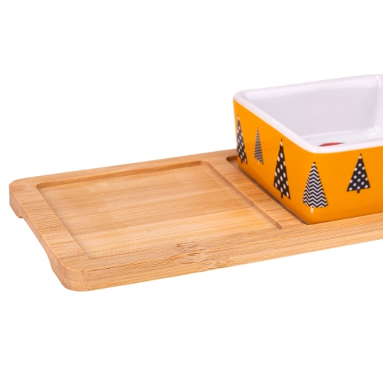 Набір піал на бамбуковій підставці "Святкова магія" 28,5*10 см