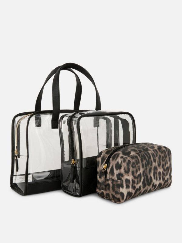 Набір косметичок Primark прозоро-чорна (леопард) 3 шт