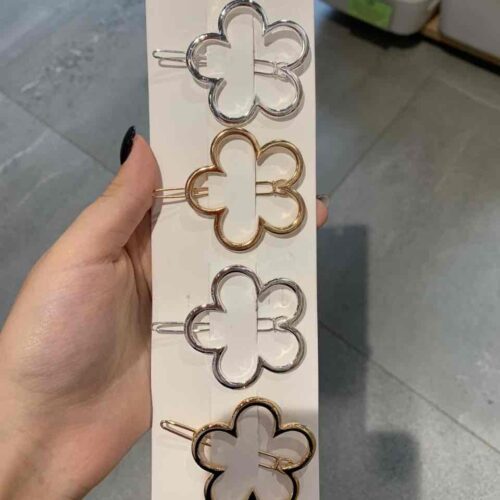 Заколка/Шпилька для волосся "Квітка" металева срібна/золота 5,5 см