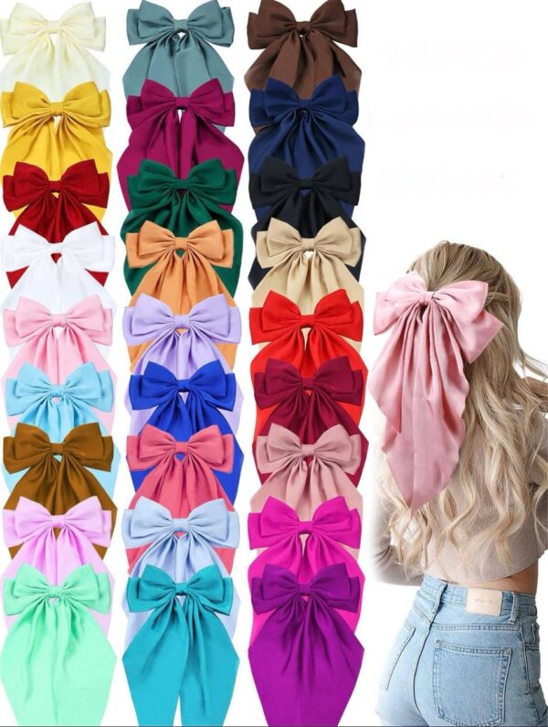 Заколка-автомат «Бант» атласна мікс кольорів