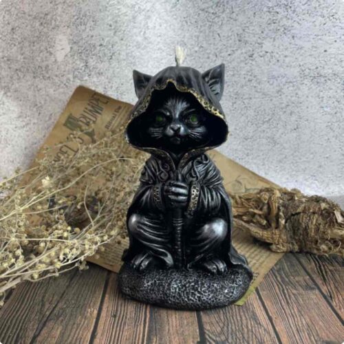 Свічка воскова "Магічний Кіт Дзен" 5C чорна 15 см