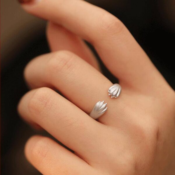 Каблучка жіноча металева «Котячі Лапки» срібна (10470)