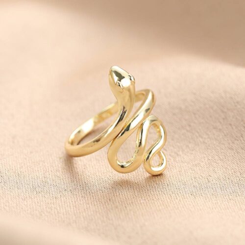 Каблучка жіноча "Змія" гладка золота (10636)