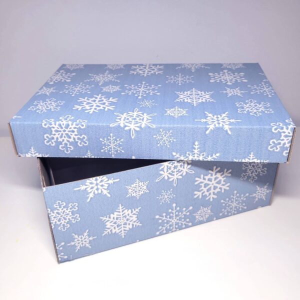Коробка подарункова з мікрогофрокартону (24*16*10 см) Новорічна блакитна