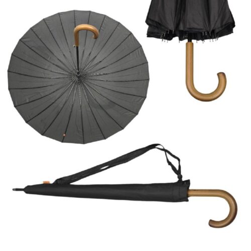 Парасоля-трость чоловіча півавтомат Frei Regen 24 спиці/ 110 см/ антивітер + чохол-пістолет