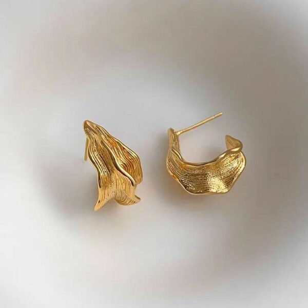 Сережки геометричні кільця рельєфні золоті (10679)