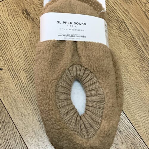 Тапочки-шкарпетки чоловічі Primark тедді анти-ковзання беж