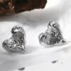Сережки геометричні "Серце" абстрактні срібні (10560)