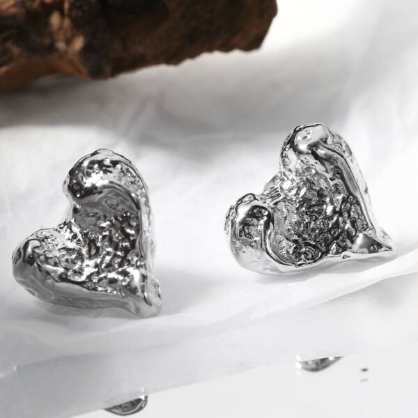 Сережки геометричні "Серце" абстрактні срібні (10560)