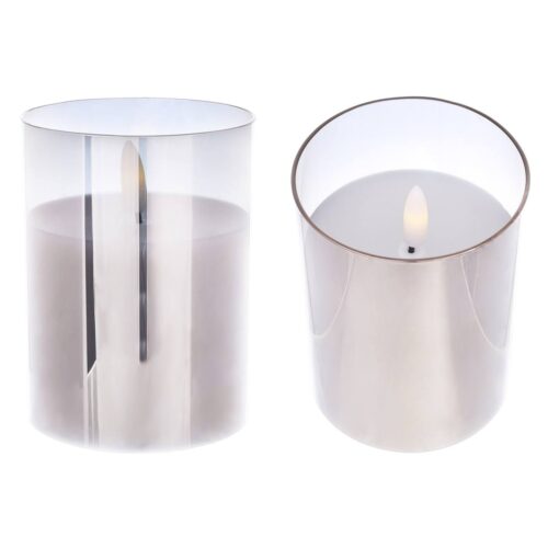 Свічка LED воскова з живим полум'ям у склі 7,5*10 см
