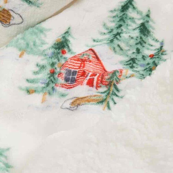 Плед «Будиночки у лісі» THROW Primark 120*150 пухнастий фліс білий