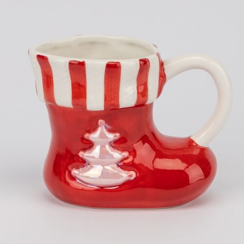 Чашка керамічна Новорічна "Чобіток Санти" 400 мл