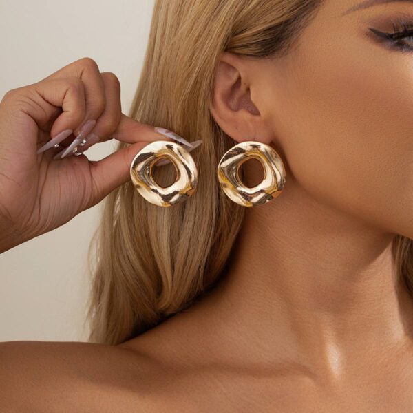 Сережки "Геометричні" абстрактні круглі золоті (10327)