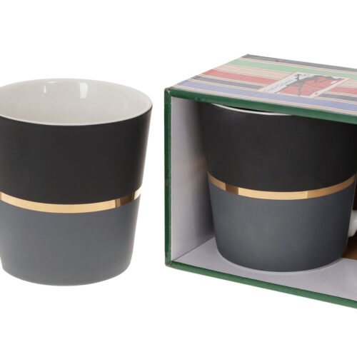 Чашка порцелянова  Золота Лінія/чорний/сірий в коробці 390 мл