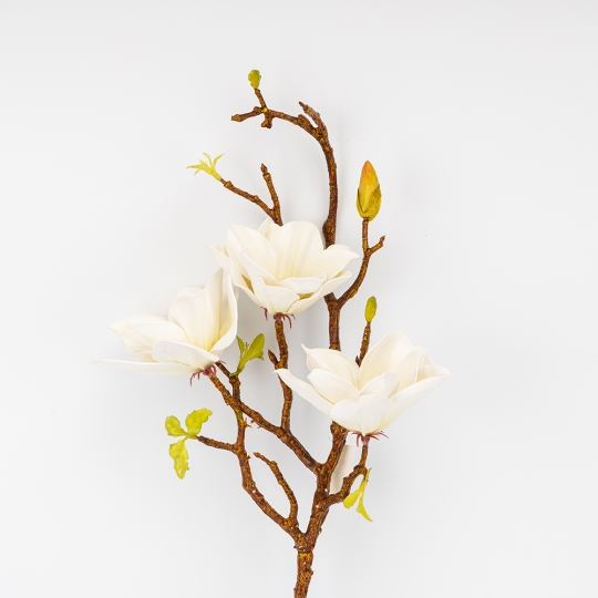Штучна гілка магнолія (латекс) 75 см кремова