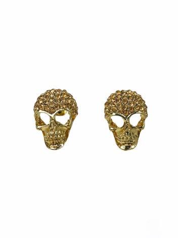 Сережки-цвяшки "Черепи" металеві золоті