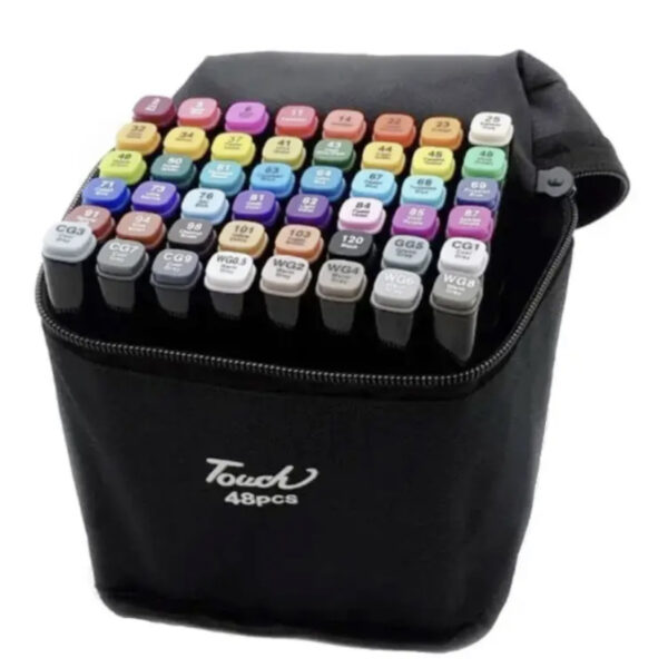 Маркери для скетчингу двосторонні, в чохлі, 48 шт
