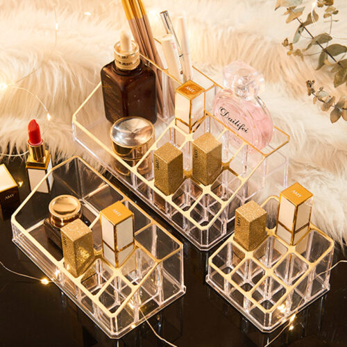 Органайзер акриловий для косметики з золотим обідком 16 відділень