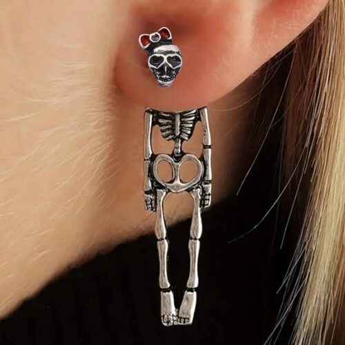 Сережки металеві "Скелет" срібні