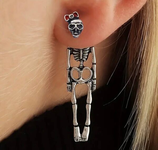 Сережки металеві "Скелет" срібні