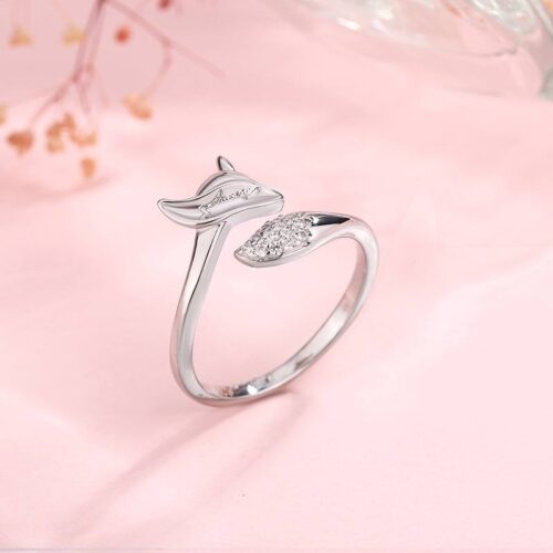 Каблучка жіноча "Лисичка" хвіст стрази срібна (10467)