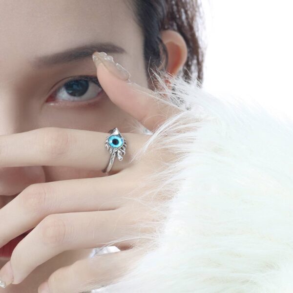 Каблучка жіноча "Око" срібний з блакитним (8154)