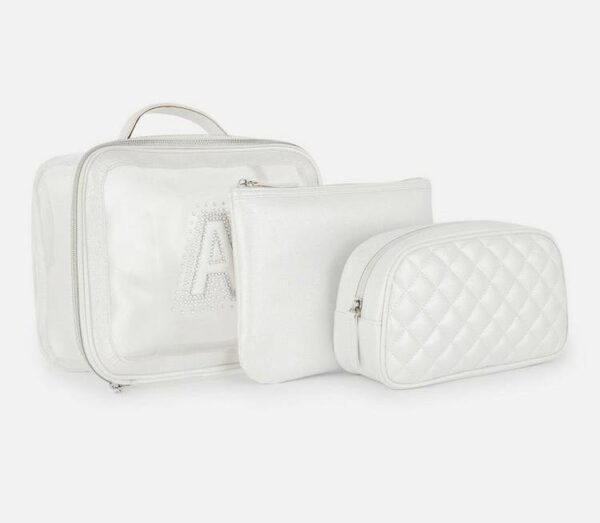 Набір косметичок Primark "Буква" прозора/срібна глітер 3 в 1