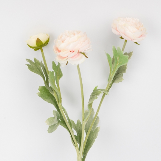 Штучна гілка ранункулюс 3 бутони 50 см персиковий