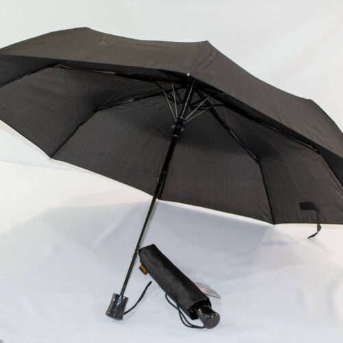 Парасоля чоловіча компактна півавтомат Feeling Rain 92 см 8 спиць/антивітер чорна