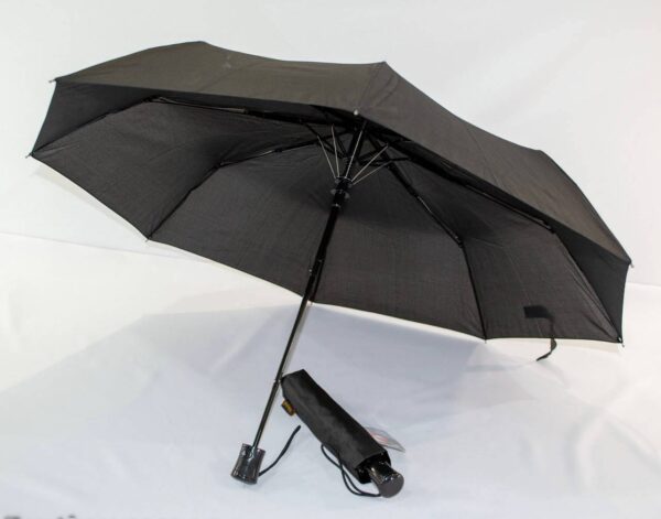 Парасоля чоловіча компактна півавтомат Feeling Rain 92 см 8 спиць/антивітер чорна