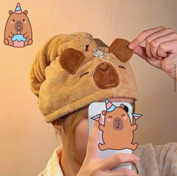 Тюрбан / шапочка для сушки волосся "Капібара" фліс