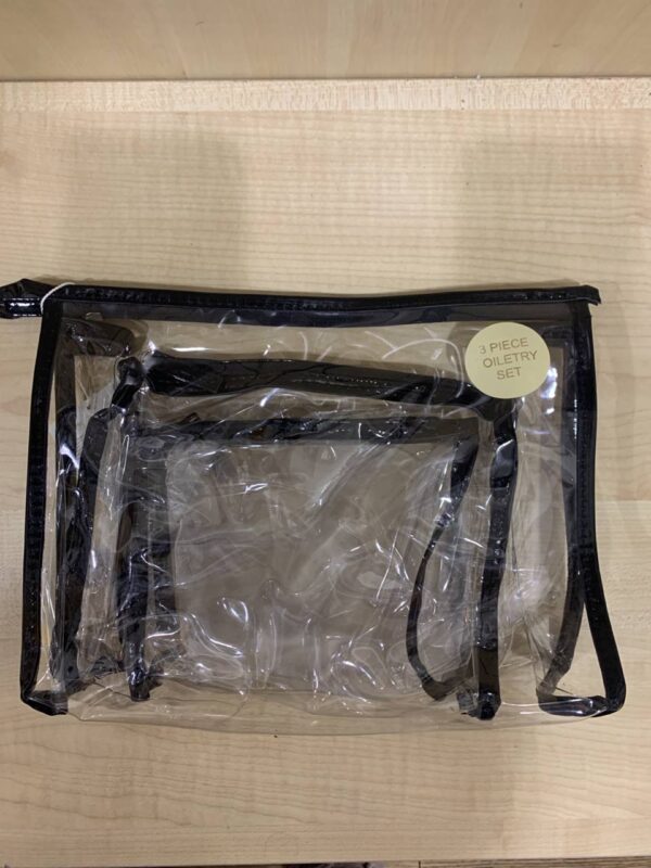 Набір косметичок Primark прозорих з чорним обідком 3 шт