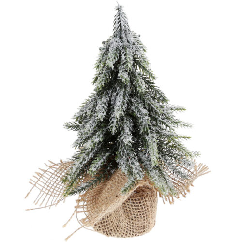 Новорічний декор "Ялинка засніжена" у джутовому мішечку 20 см