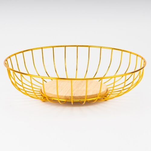 Фруктівниця "Фруктовий едем" 28*7 см метал/бамбук золота