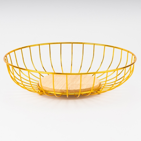 Фруктівниця "Фруктовий едем" 28*7 см метал/бамбук золота