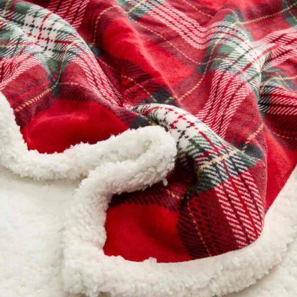 Плед THROW Primark в клітинку 170*200 пухнастий фліс червоний