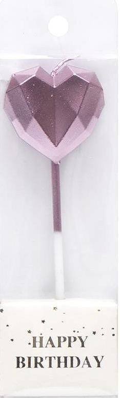 Свічка для торта "Серце" фіолетова 6 см