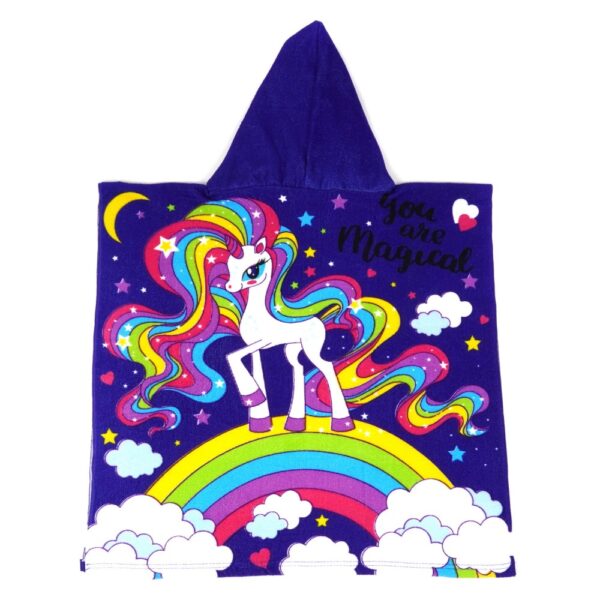 Рушник-Пончо "Єдиноріг" з мікрофібри (60х60 см) синій