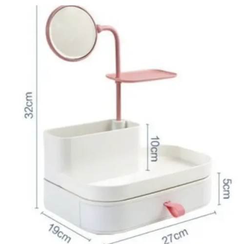 Органайзер бокс для косметики й аксесуарів з дзеркалом Mind білий