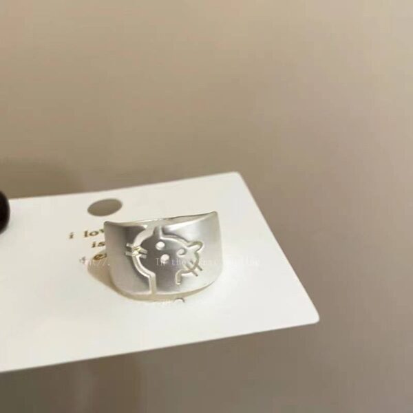 Каблучка унісекс металева «Котик» широка срібна (7472)