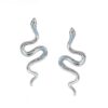 Сережки металеві "Змія" білі з блакитним (10559)