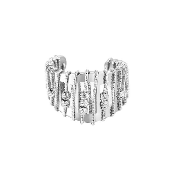 Каблучка жіноча геометрична абстрактна масивна срібна (8181)