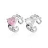 Каблучка жіноча "Серце" білий/рожевий камінець срібна (10567)